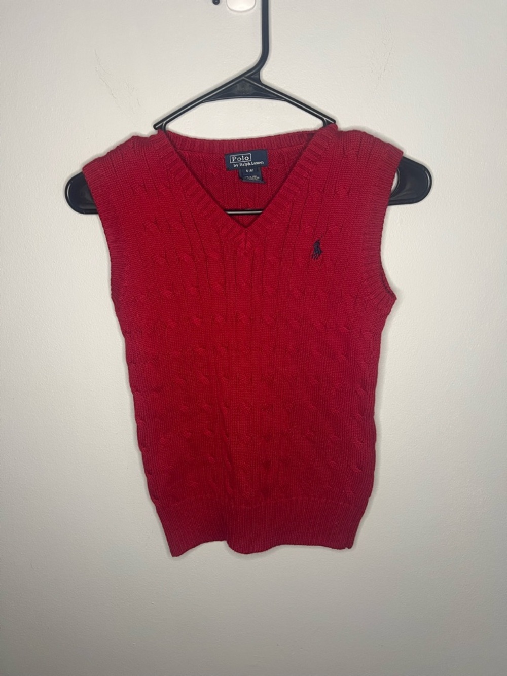Polo Ralph Lauren Boys or child’s cable knit sleeveless red vest size S (8)